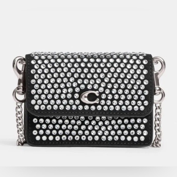 Coach Handbags - NWT Coach Essential Flap Card Case Pave Crystals Black Crossbody Bag